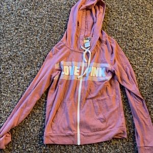 PINK zip-up hoodie, size small